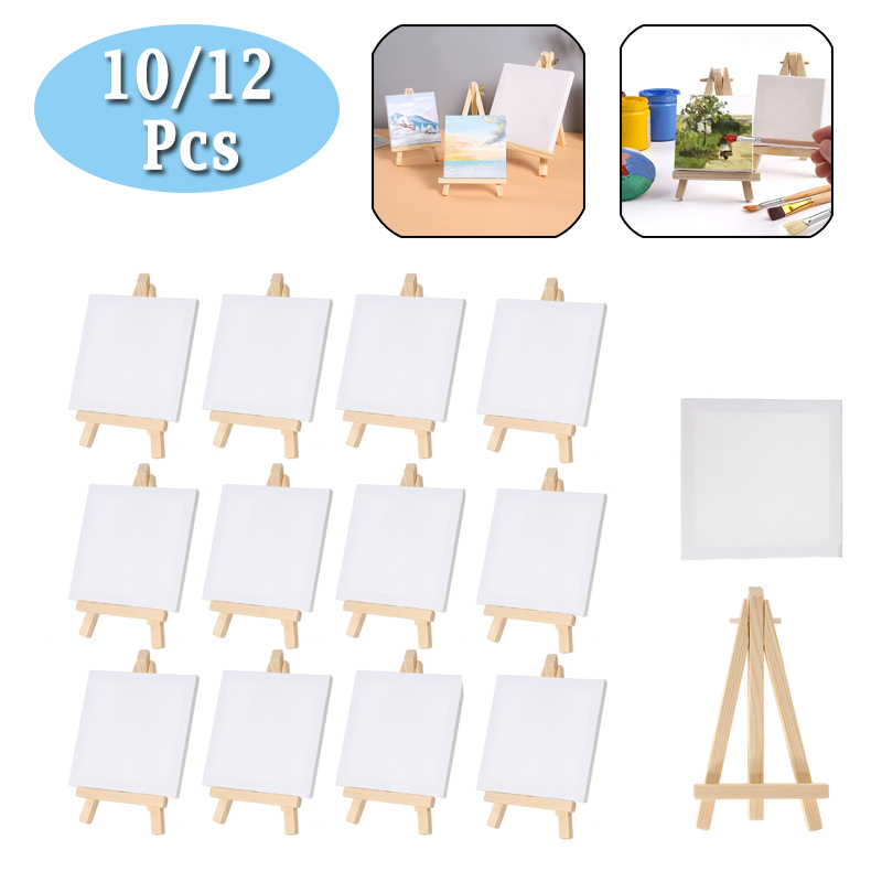 Kids Art Easel - 10/12pcs มินิผ้าใบและชุดขาตั้ง, ขนาดเล็ก Art ขาตั้งผ้าใบเด็กจิตรกรรมหัตถกรรม DIY