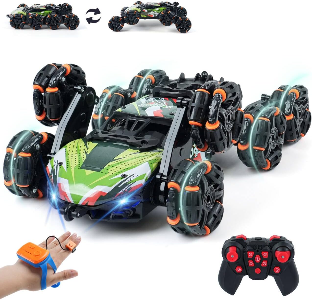 Kids Toys 10 Year Old - รถบังคับวิทยุแบบตรวจจับท่าทาง พร้อมไฟ สเปรย์ และหมุนได้ 360 องศา