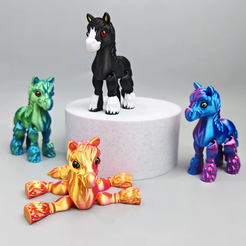 Kids Toys Horse - 3D พิมพ์ Multi-Joint Movable ม้าสัตว์มินิน่ารักความเครียดบรรเทาของเล่นตลกอุปกรณ์เสริมบ้านเด็กของขวัญเดสก์ท็อปเครื่องประดับ