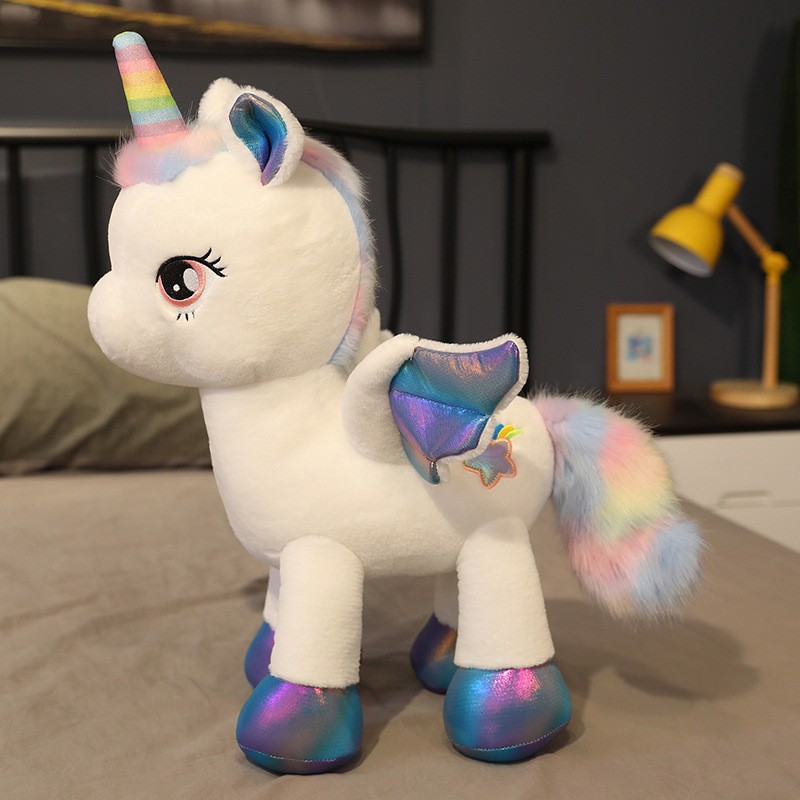 Unicorn Stuffed Toy - Rainbow Pegasus Unicorn Plush ของเล่น Pony