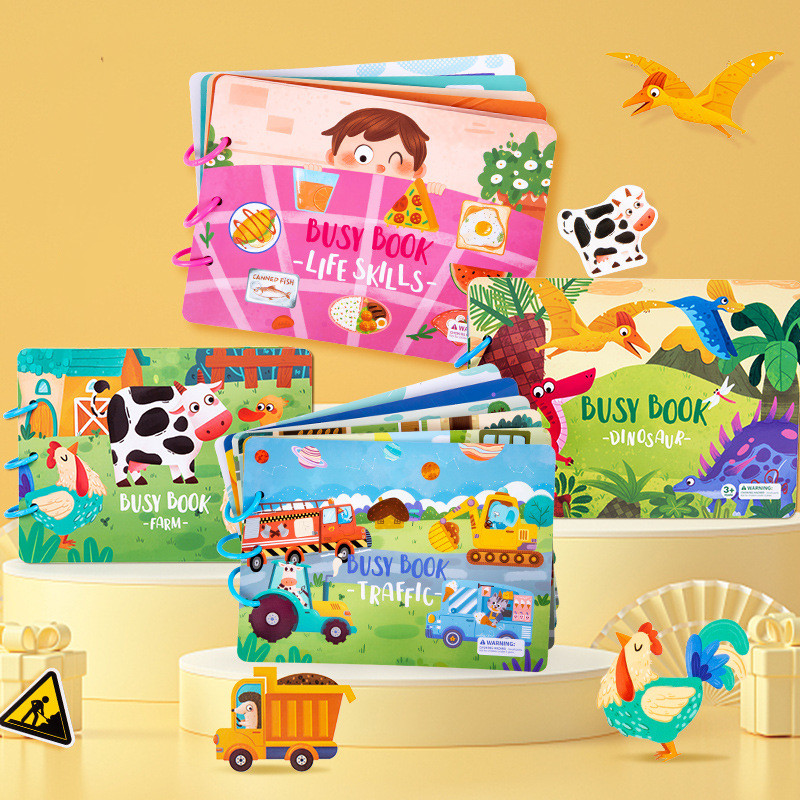 Kids Quiet Toys - สติกเกอร์ Quiet Book ปริศนาเกมของเล่นเพื่อการศึกษาเด็กซ้ําๆ Busy การ์ดวางการจับคู่ความรู้ความเข้าใจเด็ก