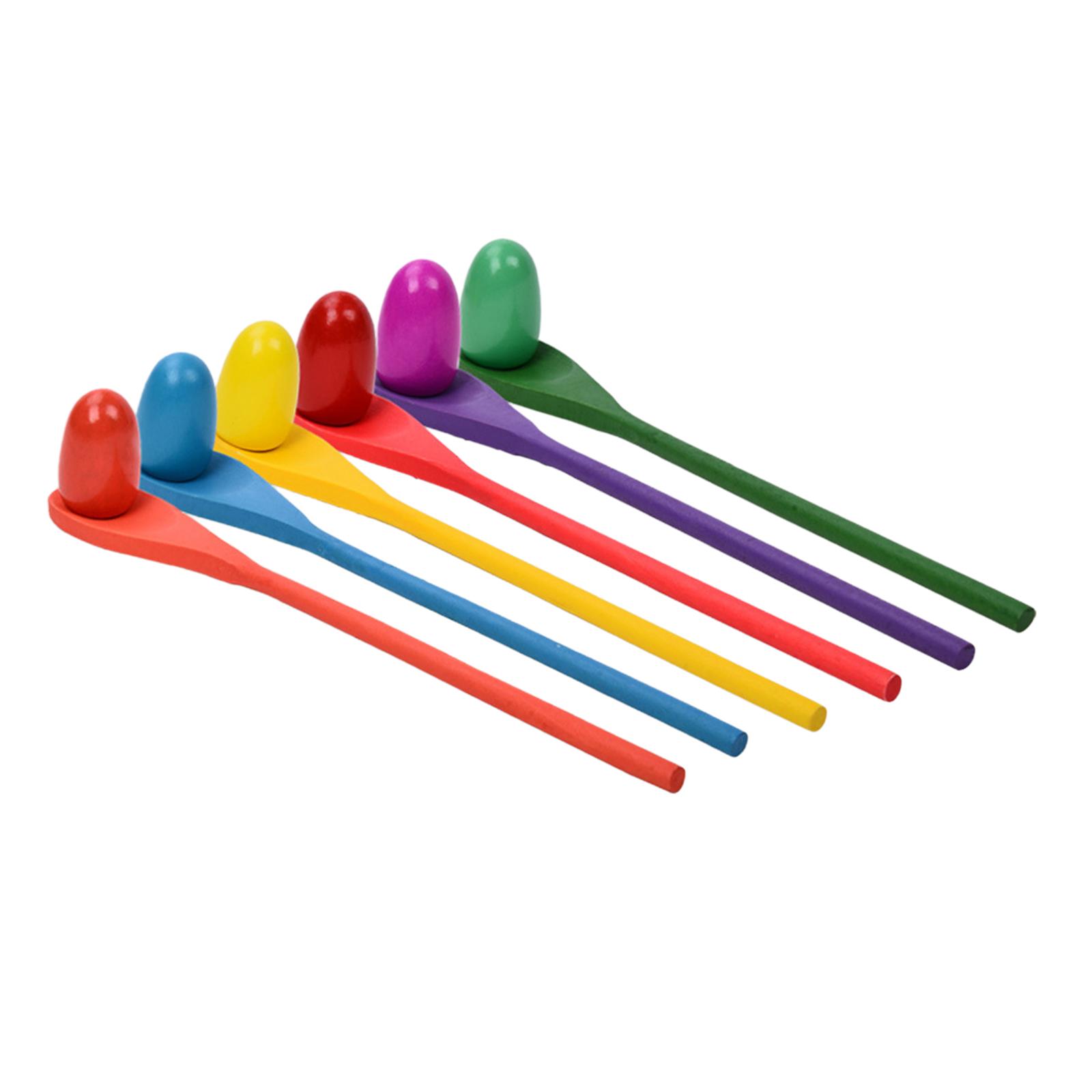 Kids Yard Toys - ชุดเกมแข่งช้อนตักไข่ 6 ชิ้น เสริมสร้างการประสานมือและตา ของเล่นเสริมพัฒนาการสำหรับเด็กก่อนวัยเรียน ของเล่นเพื่อการศึกษา