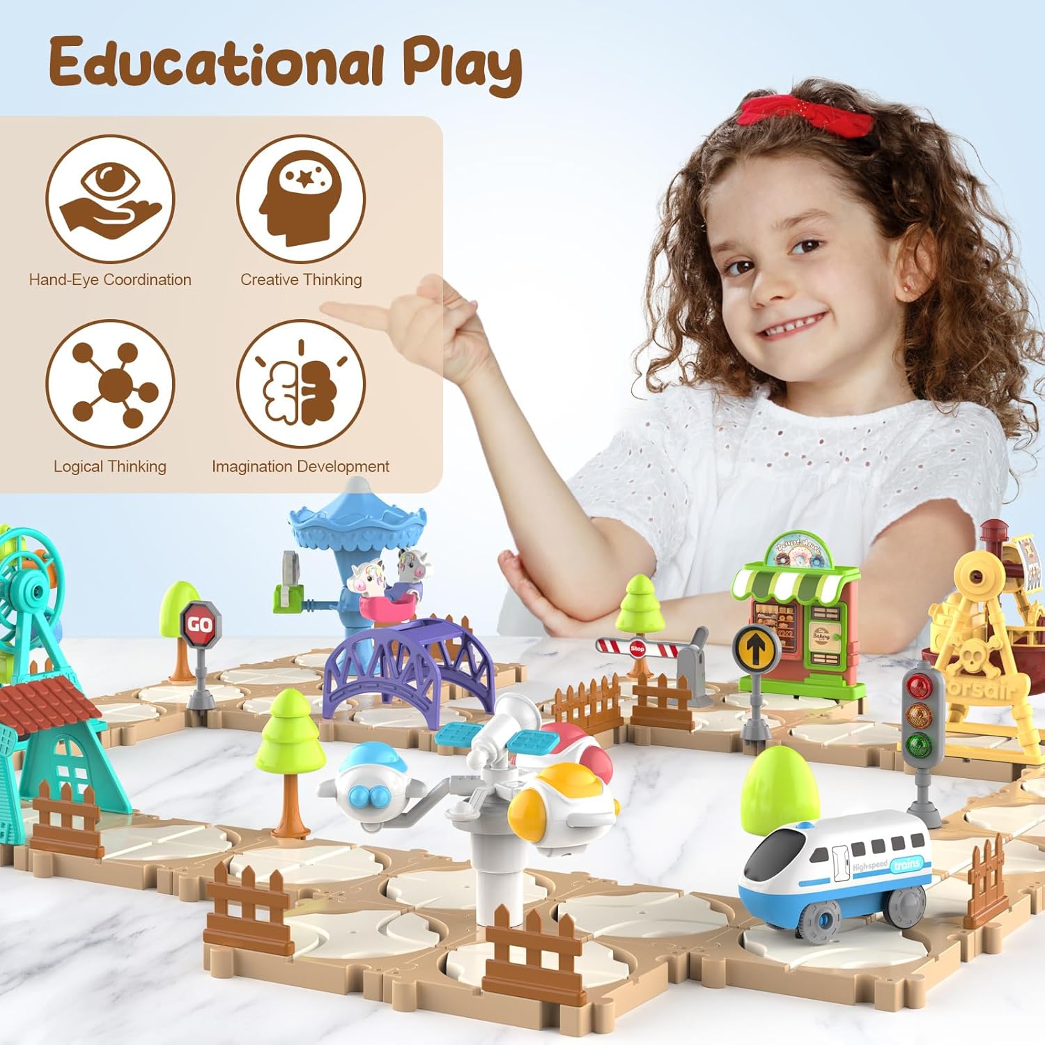 ชุดรถรางปริศนา DIY ประกอบเอง ฉ - Kids Toys Learning บทวิจารณ์และราคา