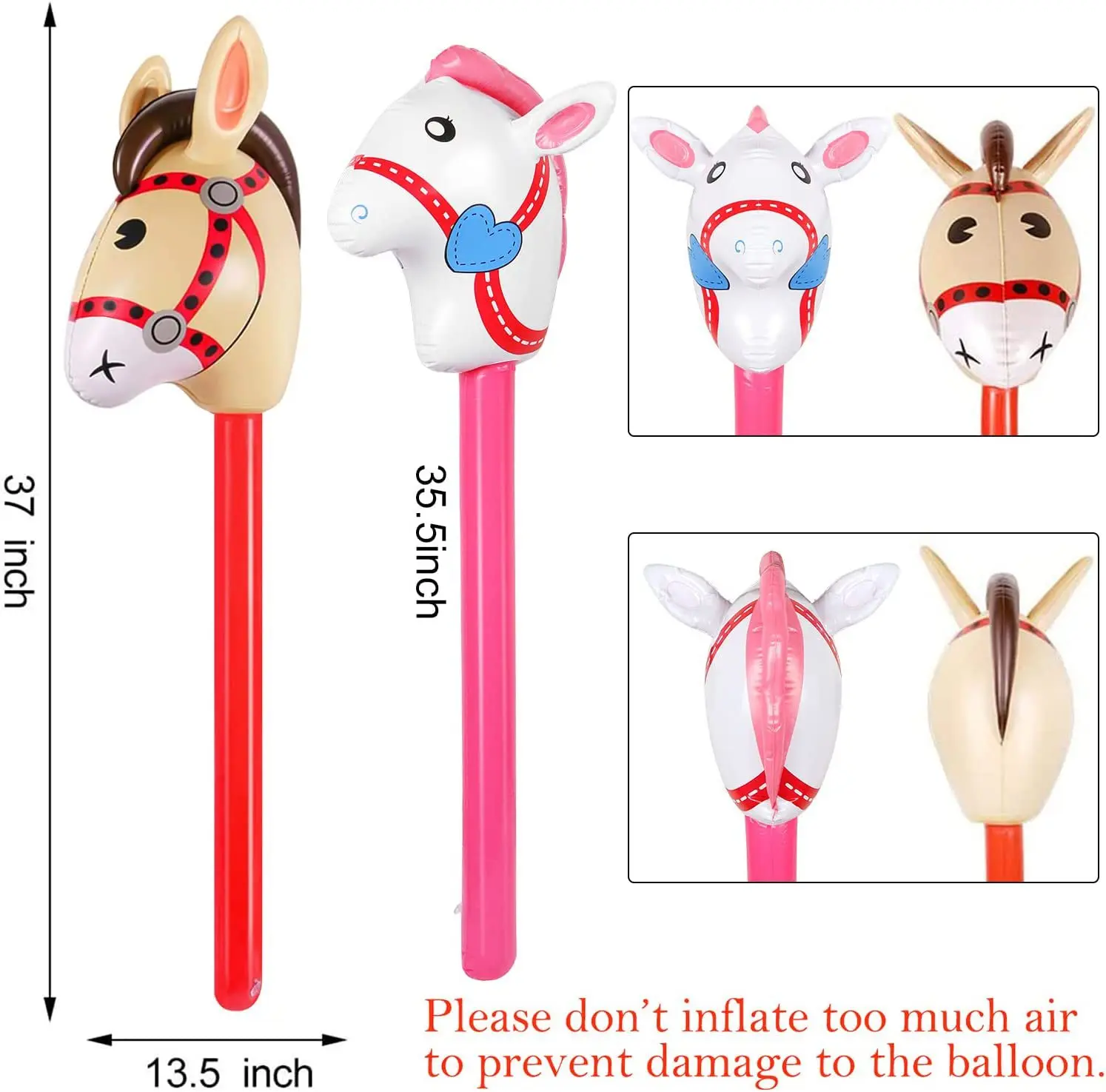 2 ชิ้น Horse Head Stick บอลลูน - Kids Toys Horse บทวิจารณ์และราคา